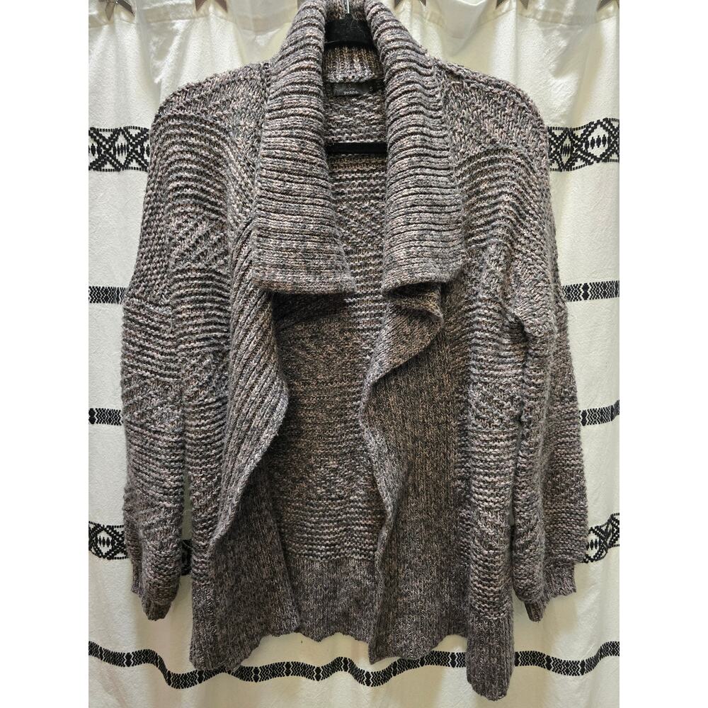 Prana Sukie grey wool blend heathered open front thick knit cardigan small